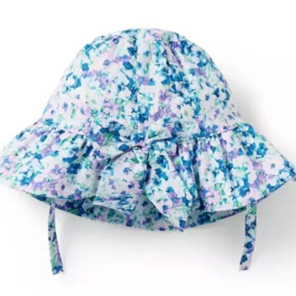 Janie and Jack 100049352 Beau Baby Floral Bow Sun Hat size 0-3 m - Picture 2 of 11